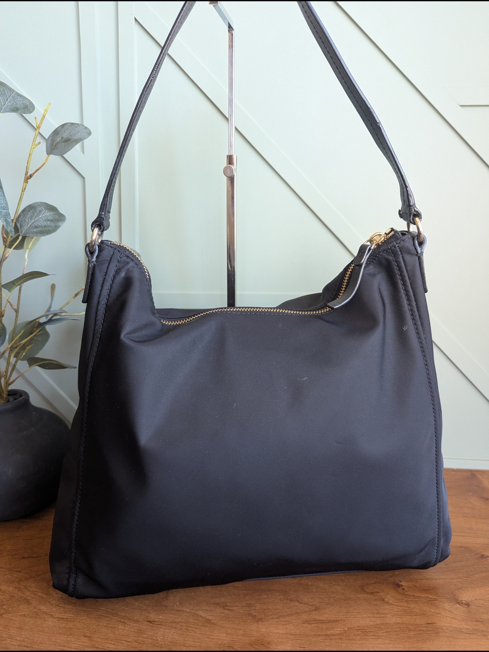 Kate Spade New York Justyne Nylon Hobo Bag in black. - Picture 5 of 11